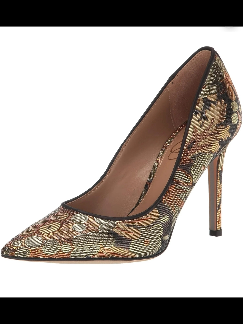 Sam Edelman Women's Hazel Bronze Metallic Floral Pointed Toe Heel Pump- 8.5